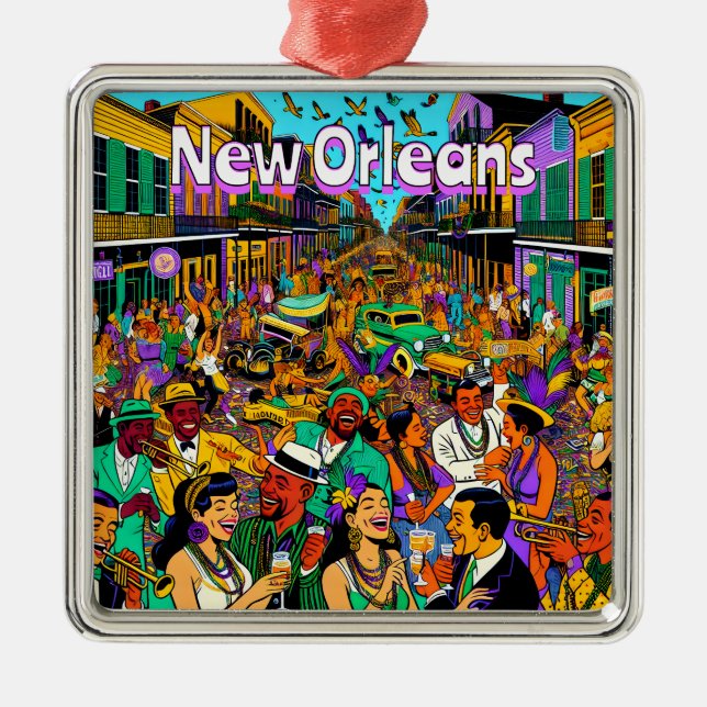 New Orleans, Louisiana People Having Fun Metal Ornament (Front)