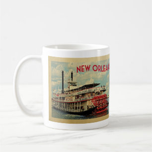 New Orleans Louisiana River Boat Vintage Travel Coffee Mug