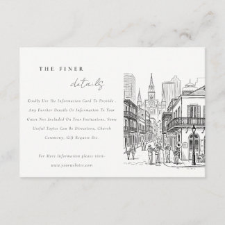 New Orleans Louisiana Sketch Wedding Details Enclosure Card