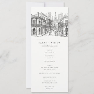 New Orleans Louisiana Sketch Wedding Program