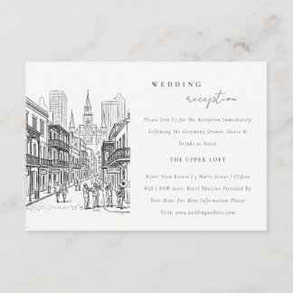 New Orleans Louisiana Sketch Wedding Reception Enclosure Card