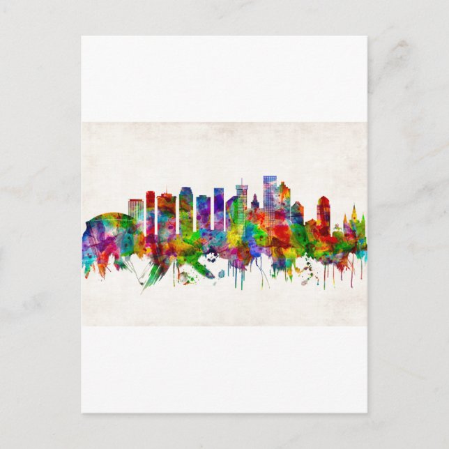 New Orleans Louisiana Skyline Invitation Postcard (Front)