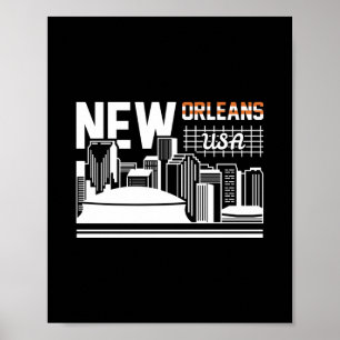 New Orleans Louisiana Skyline Travel GraphicDesign Poster