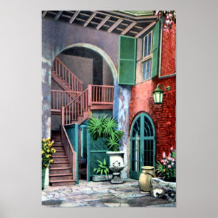 New Orleans Louisiana Spanish Courtyard 1920 Poster