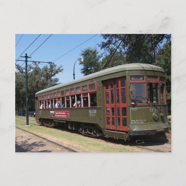 New Orleans,Louisiana Streetcar Postcard (Front)