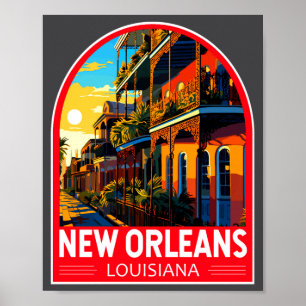 New Orleans Louisiana Travel Art Vintage Poster