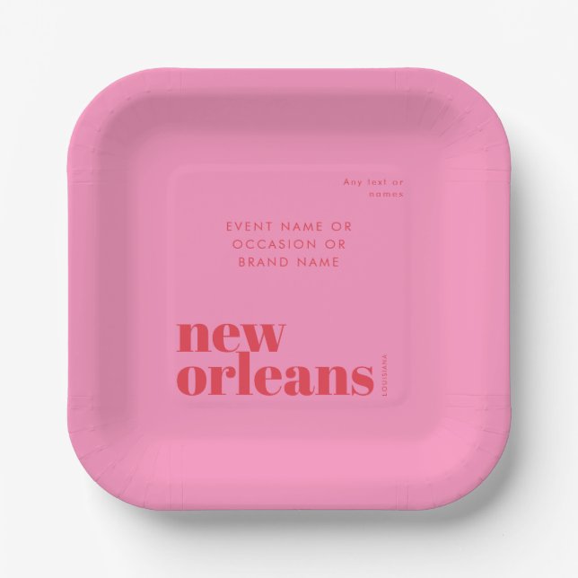 New Orleans Louisiana typography party  Paper Plate (Front)