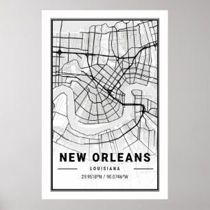 New Orleans Louisiana USA Cities Travel City Map Poster