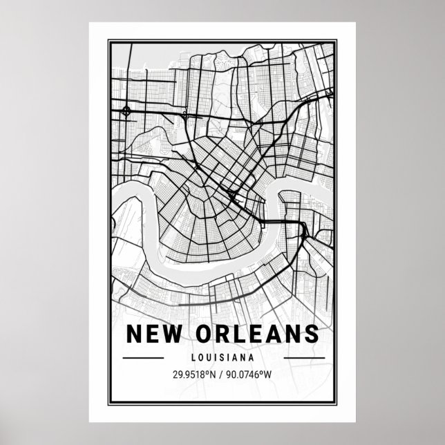 New Orleans Louisiana USA Cities Travel City Map Poster (Front)