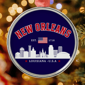 New Orleans Louisiana Vintage Skyline Metal Orname Ornament