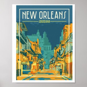 New Orleans Louisiana - Vintage Travel Poster