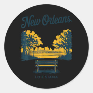 New Orleans Louisiana Vintage Travel Scenic View Classic Round Sticker