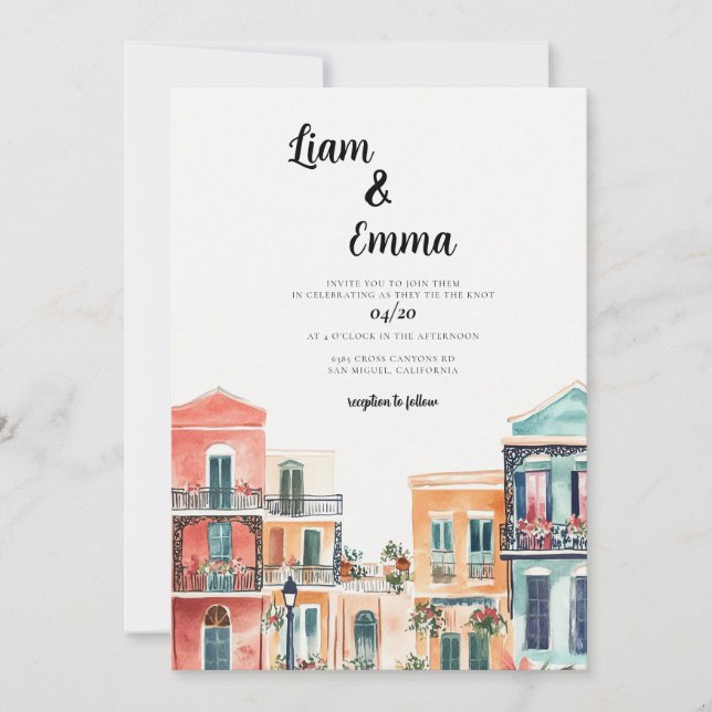 New Orleans Louisiana Wedding Invitation (Front)