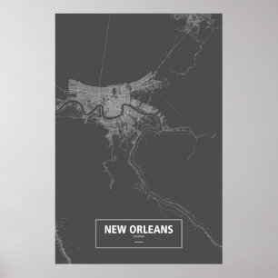 New Orleans, Louisiana (white on black) Poster