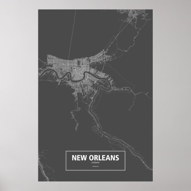 New Orleans, Louisiana (white on black) Poster (Front)