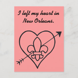 New Orleans Love Heart & Fleur De Lis Postcard