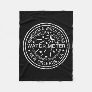 New Orleans Manhole Cover Distressed Vintage Water Fleece Blanket