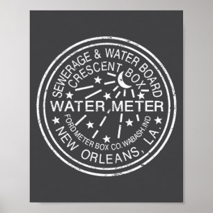 New Orleans Manhole Cover Distressed Vintage Water Poster