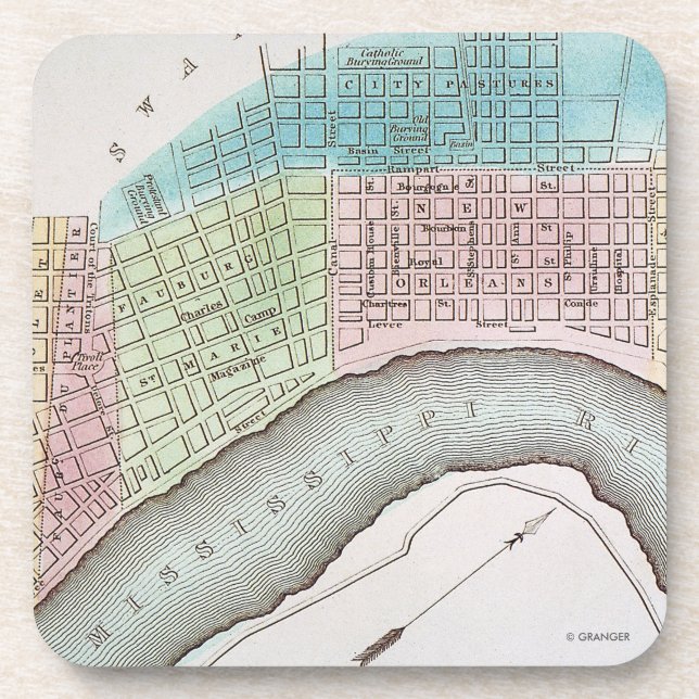 New Orleans Map, 1837 Coaster (Front)