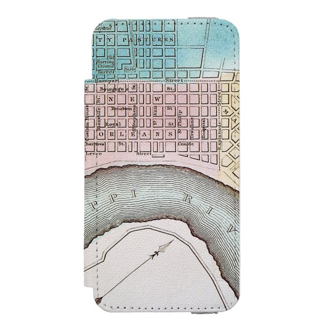 New Orleans Map, 1837 Incipio iPhone Wallet Case (Folio Front)