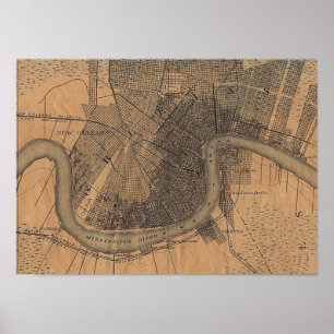 New Orleans Map 1891 Poster