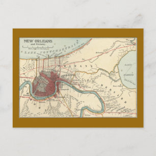 New Orleans Map 1900 Postcard