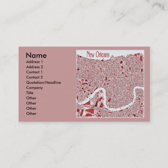 New Orleans Map Abstract Business Card (Front)