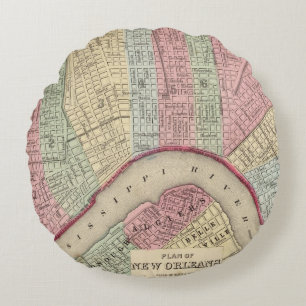 New Orleans Map by Mitchell Round Cushion