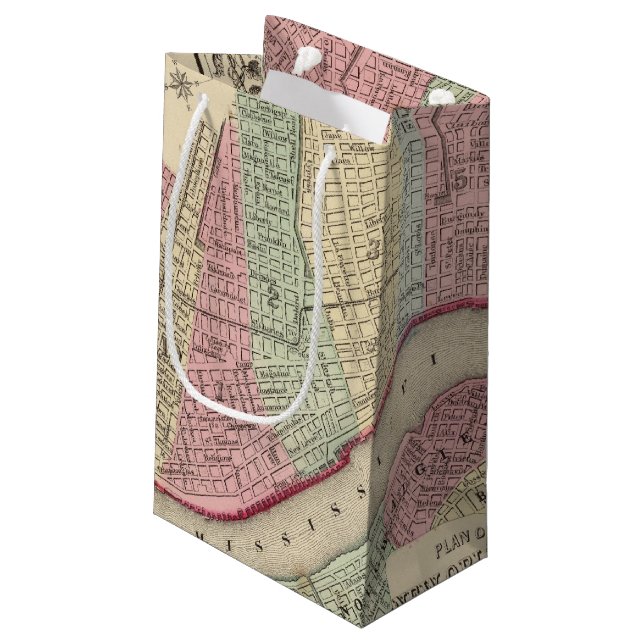 New Orleans Map by Mitchell Small Gift Bag (Back Angled)