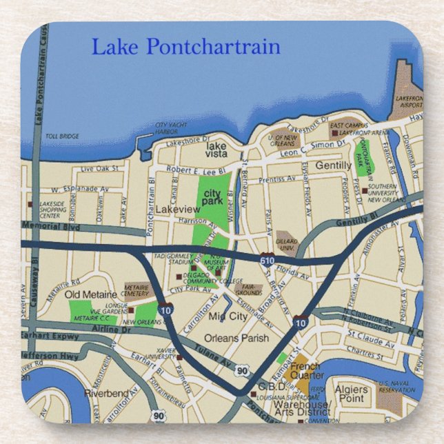 New Orleans Map Coasters (Front)