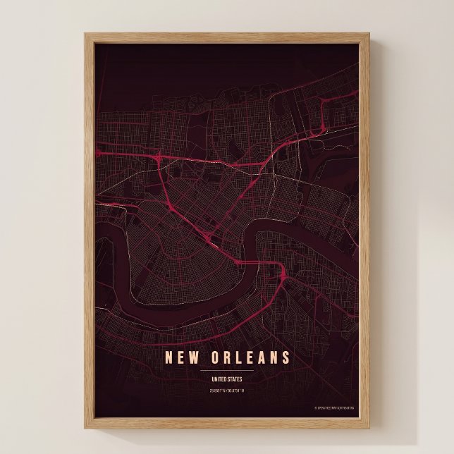 New Orleans Map Ruby NOLA Wallart Poster Gift (Creator Uploaded)