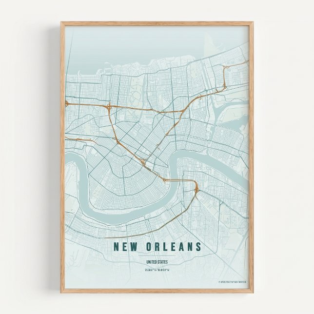 New Orleans Map Rustic NOLA Wallart Poster Gift (Creator Uploaded)