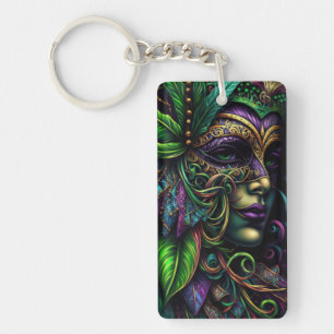 New Orleans Mardi Gras Abstract Art Key Ring