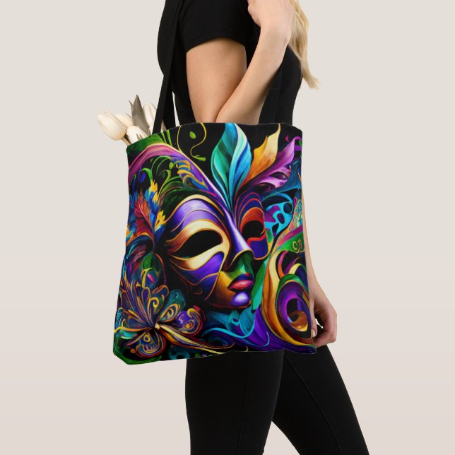 New Orleans Mardi Gras Abstract Art Tote Bag (Close Up)