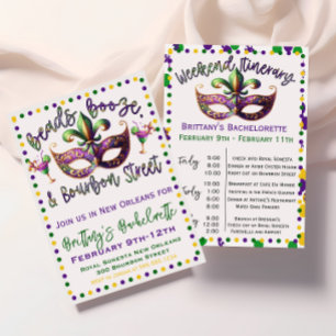 New Orleans Mardi Gras Bachelorette Invitation