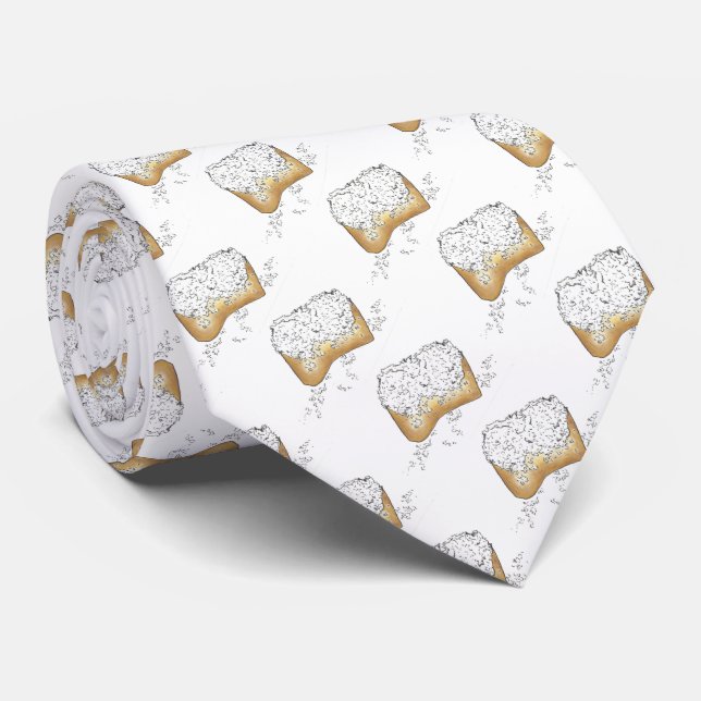 New Orleans Mardi Gras Beignet Pastry Louisiana Tie (Rolled)