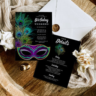 New Orleans Mardi Gras Birthday Invite Itinerary