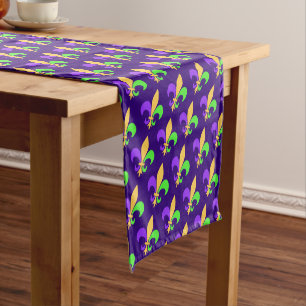 New Orleans Mardi Gras Colourful Fleur de Lis Shor Short Table Runner