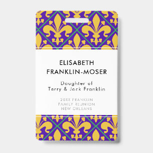New Orleans Mardi Gras Family Reunion ID Badge