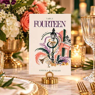New Orleans Mardi Gras French Quarter Table Number