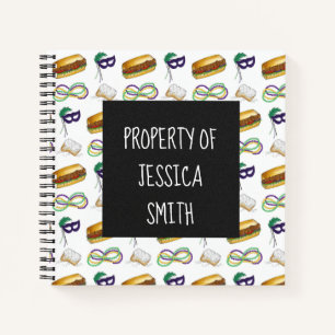 New Orleans Mardi Gras Mask Beads Beignet NOLA Notebook