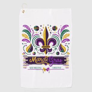 New Orleans Mardi Gras purple yellow green Golf Towel