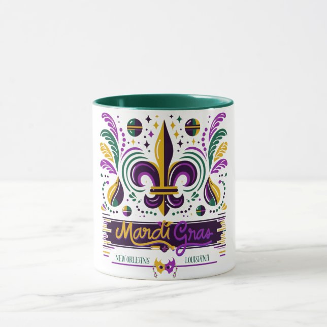 New Orleans Mardi Gras purple yellow green Mug (Center)