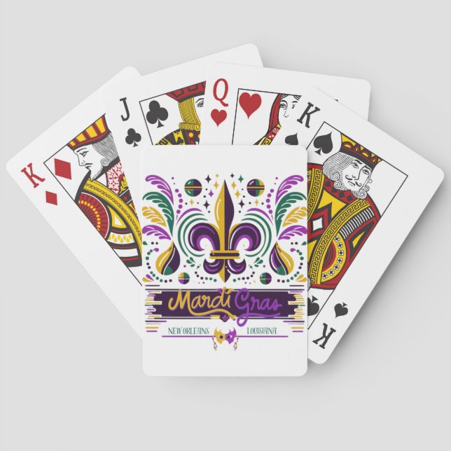 New Orleans Mardi Gras purple yellow green Playing Cards (Back)