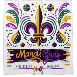 New Orleans Mardi Gras purple yellow green Shower Curtain
