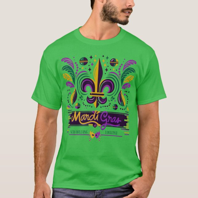 New Orleans Mardi Gras purple yellow green T-Shirt (Front)