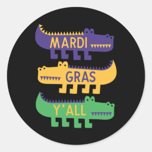 New Orleans Mardi Gras Yall Festival Costume Kids Classic Round Sticker