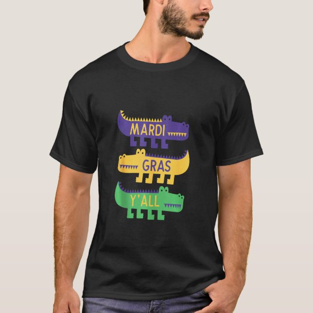 New Orleans Mardi Gras Yall Festival Costume Kids  T-Shirt (Front)