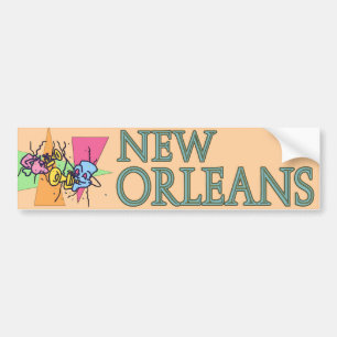 New Orleans Masks and Horns Bumper Sticker