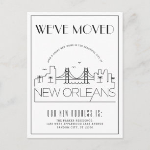 New Orleans Modern Deco Change of Address Announcement Postcard